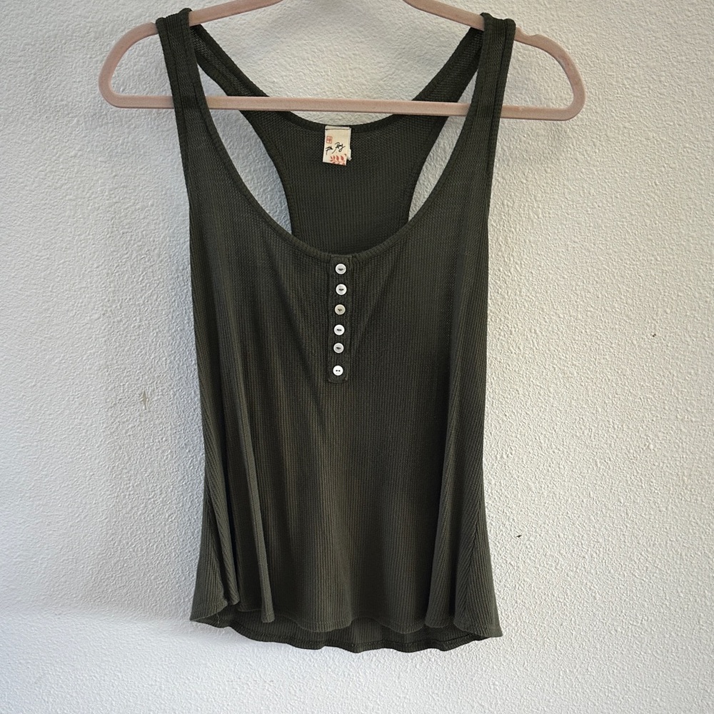 Dark Olive Buttoned Tank Top